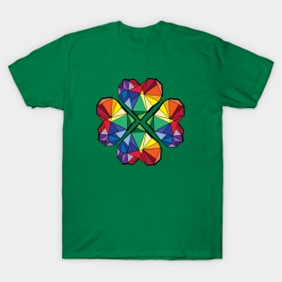 rainbow geometric clover T-Shirt